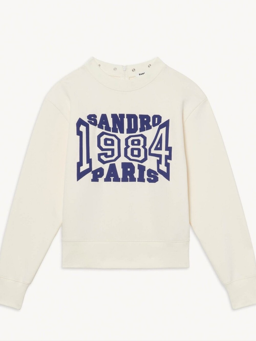 Sandro Women's White Graphic Sweatshirt with Navy Lettering